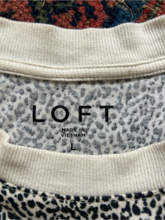LOFT Tops - LOFT Cream and Black Leopard Print Pullover